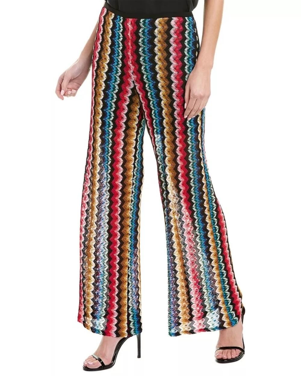 TRINA TURK Penelope Chevron Wide Leg Knit Pants Zigzag women's 8